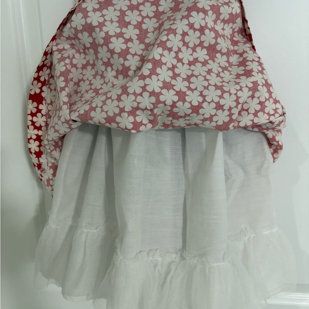 Floral Red and White Sleeveless Girls Party Dress - Picture 5 of 5